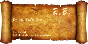 Rikk Bánk névjegykártya